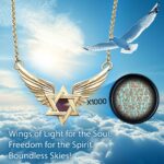 Gift Shop Israel Gold Star of David Winged Necklace With Nano Bible Inside From My Nano Jewelry