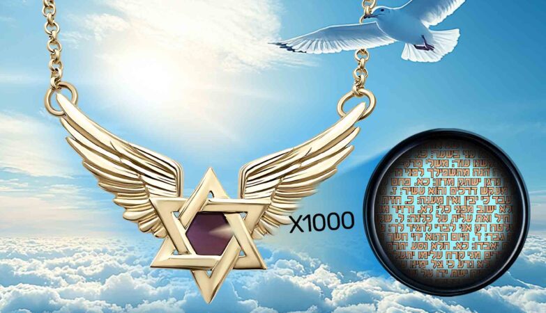 Gift Shop Israel Gold Star of David Winged Necklace With Nano Bible Inside From My Nano Jewelry